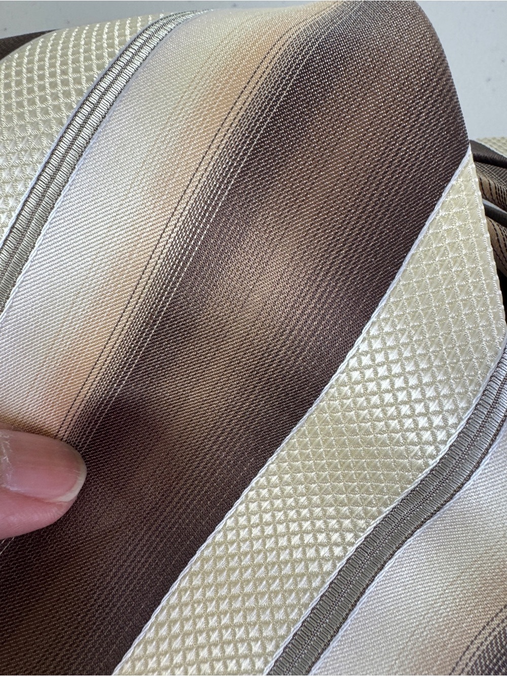 Valentino Cravatte Striped Brown Gold Silk Tie Luxury Designer Classic Wedding - Picture 11 of 13